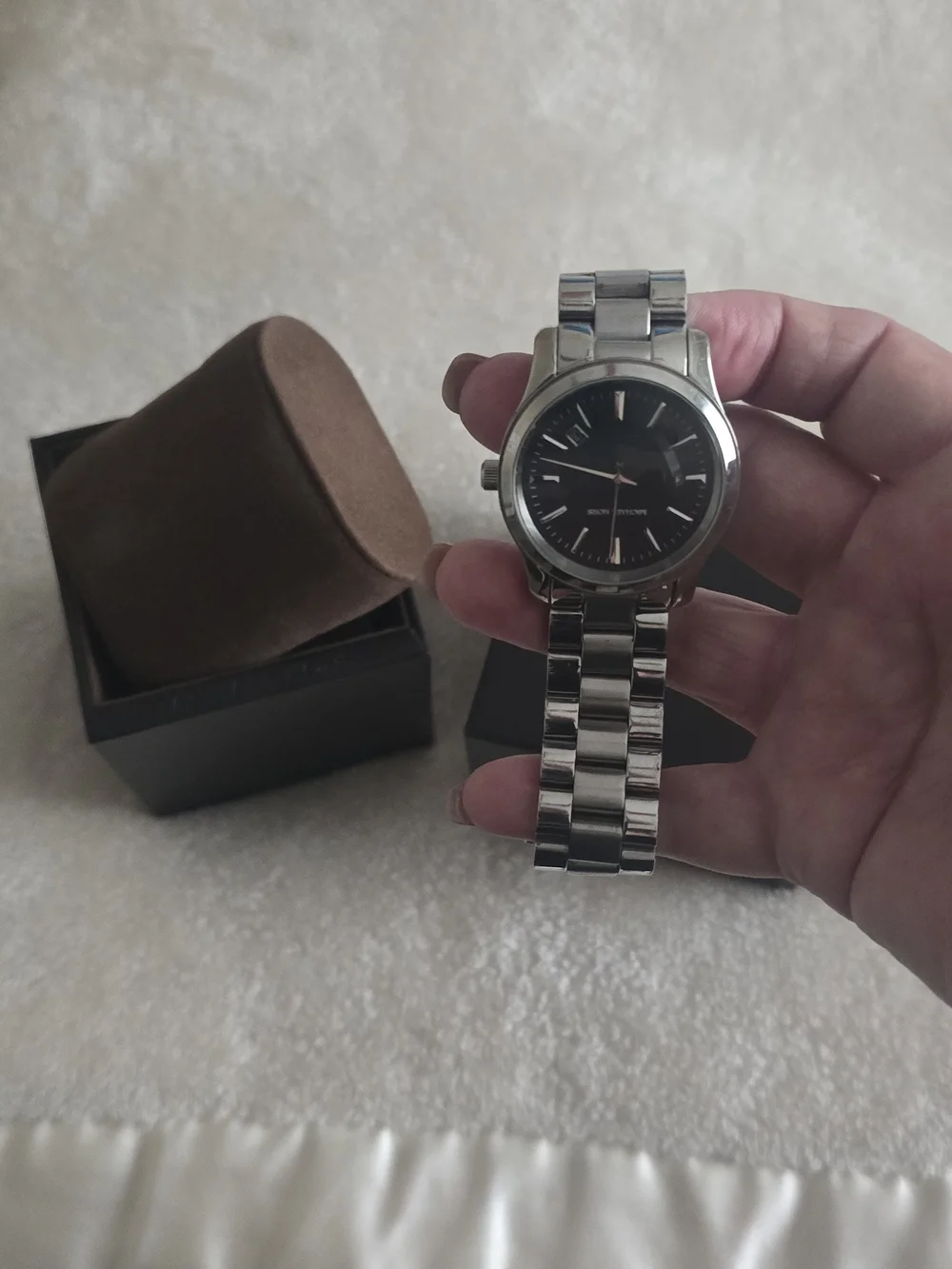 Michael Kors Men's Stainless Steel Silver Watch with Black Dial
